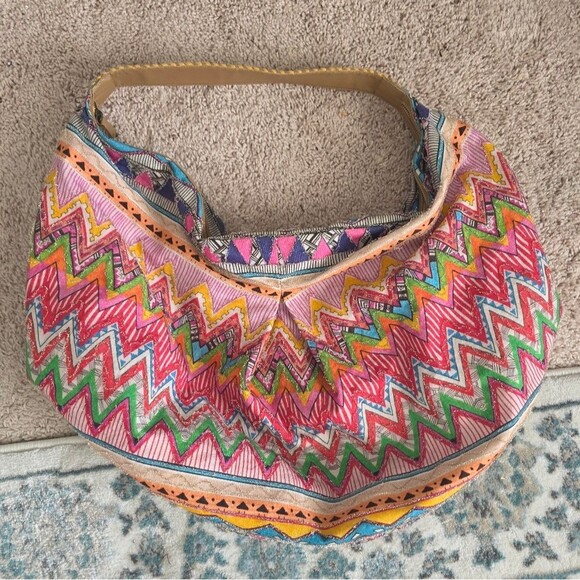 Boho Chic Coloful Hippie Hobo Roomy Shoulder bag Slouchy Made In India 29x18 - Picture 5 of 13